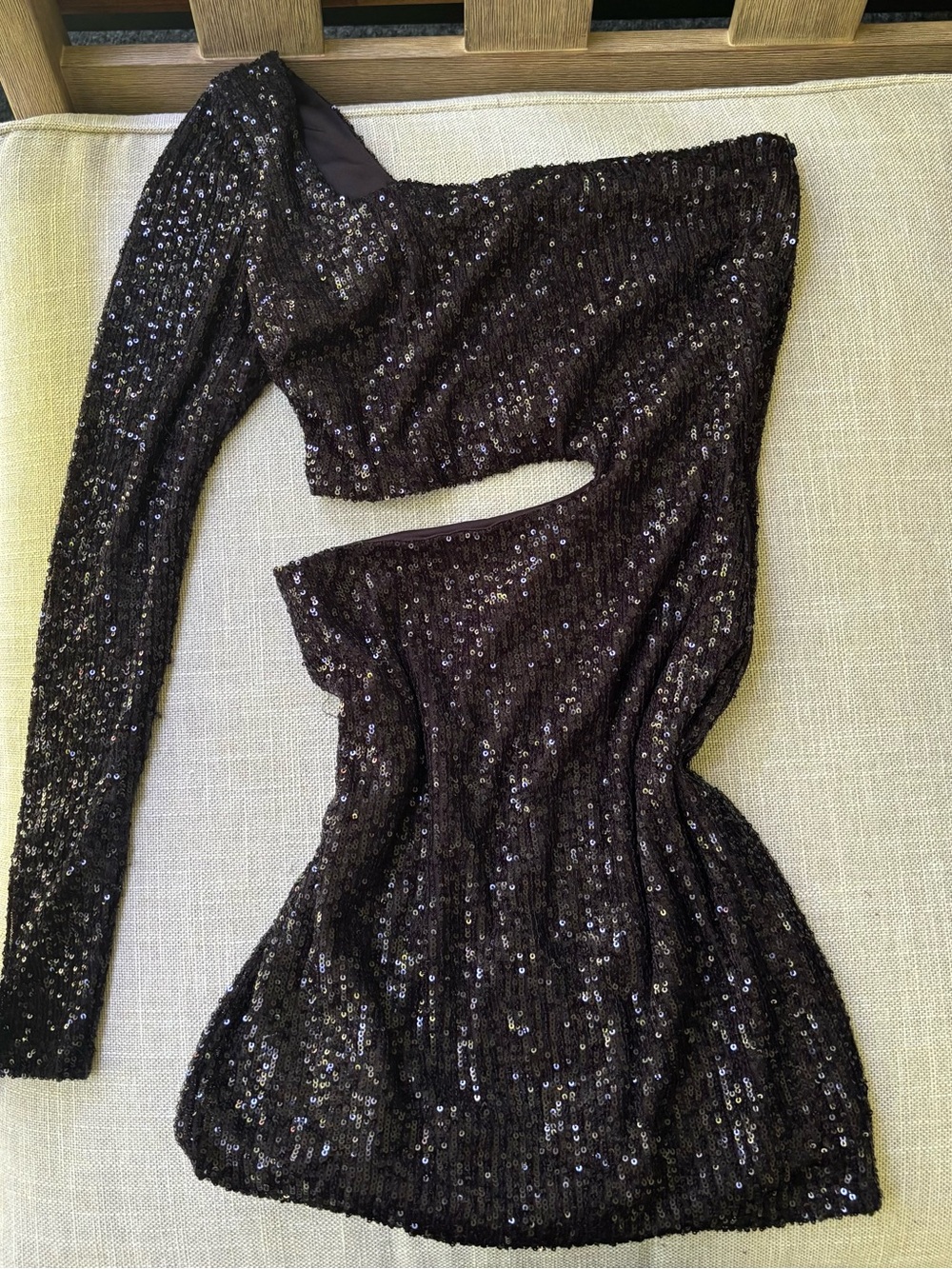 Windsor Black Sequin One-Shoulder Mini Dress